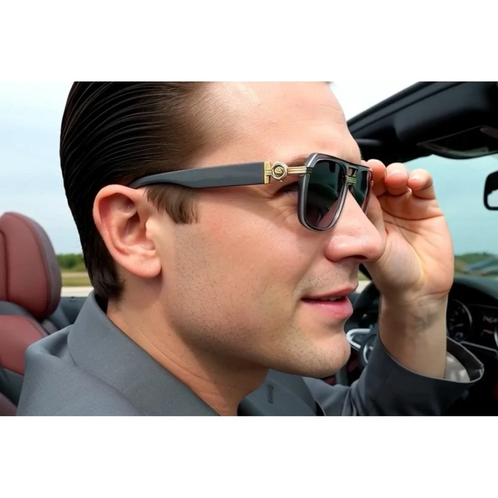 Gray Frame Aviator Sunglasses  Driving Outside‎ Wear Flat Lens Comfortable Large